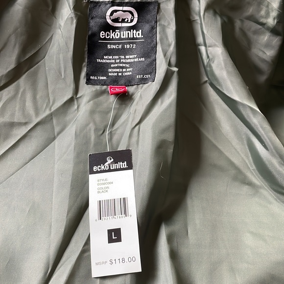 Ecko Unlimited Black & Camo Hooded Heavy Puffer Zip Up Jacket - Picture 12 of 13